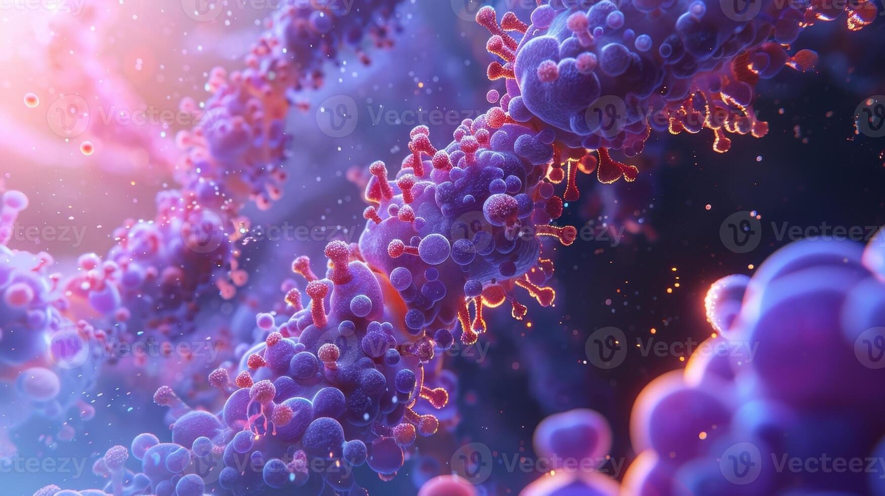 A molecular animation depicting the complex molecular interactions and signaling events that take place in the Golgi apparatus during protein processing photo