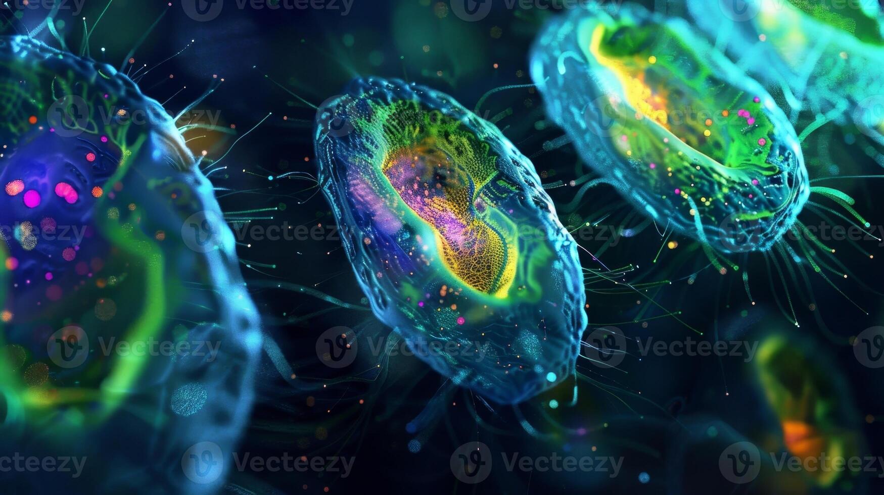The bright and distinct fluorescent outline of peroxisomes visualized using a specialized staining technique highlighting their presence in a cell photo