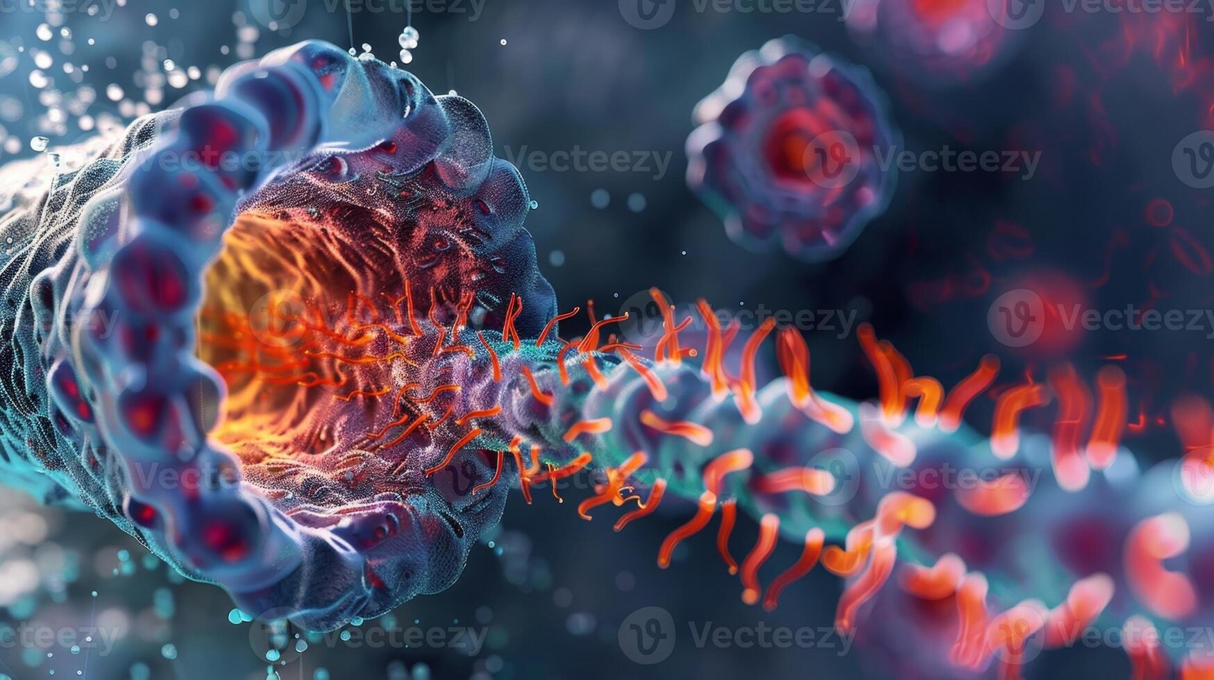 A highresolution picture of a nuclear pore through which regulatory proteins enter and exit the nucleus to control the cell cycle photo