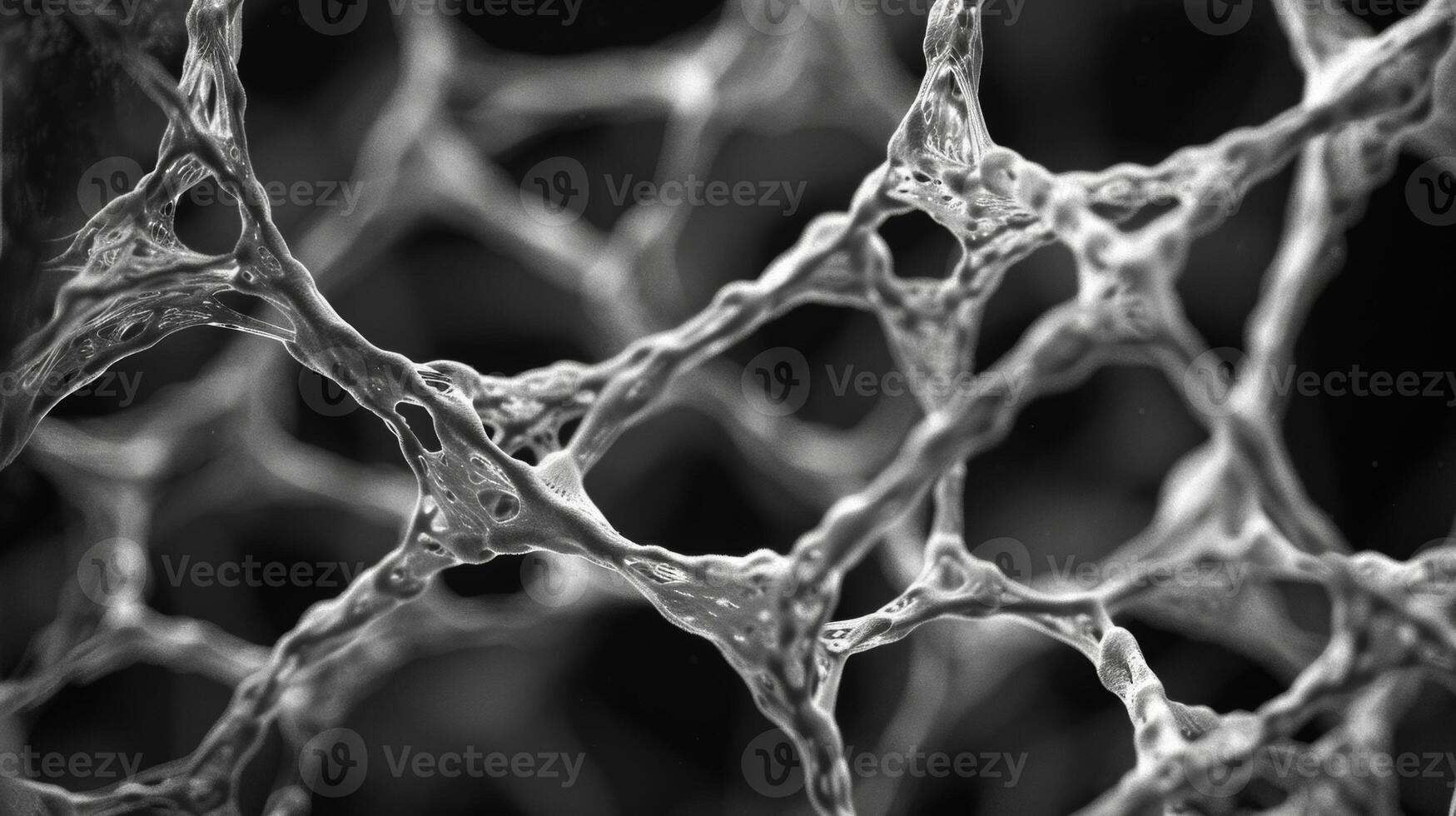 This closeup texture shows the intricate weblike structure of a nanomaterial coating with each filament connecting to neighboring particles. The network effect creates a strong durabl photo