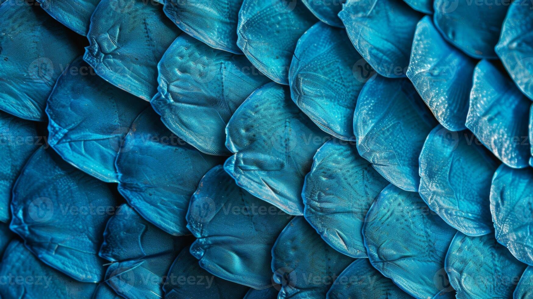 A vibrant blue propeller with a textured surface resembling the pattern of fish scales or a reptiles skin photo