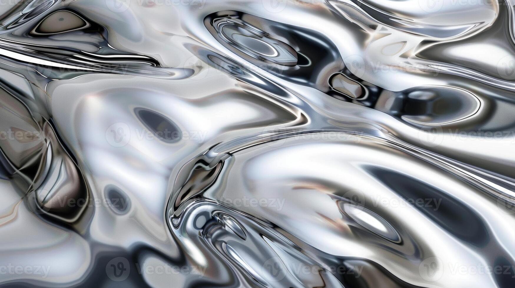 The closeup texture of a polished hybrid metal with a smooth and reflective surface resembling liquid mercury giving off a mirrored and futuristic effect photo