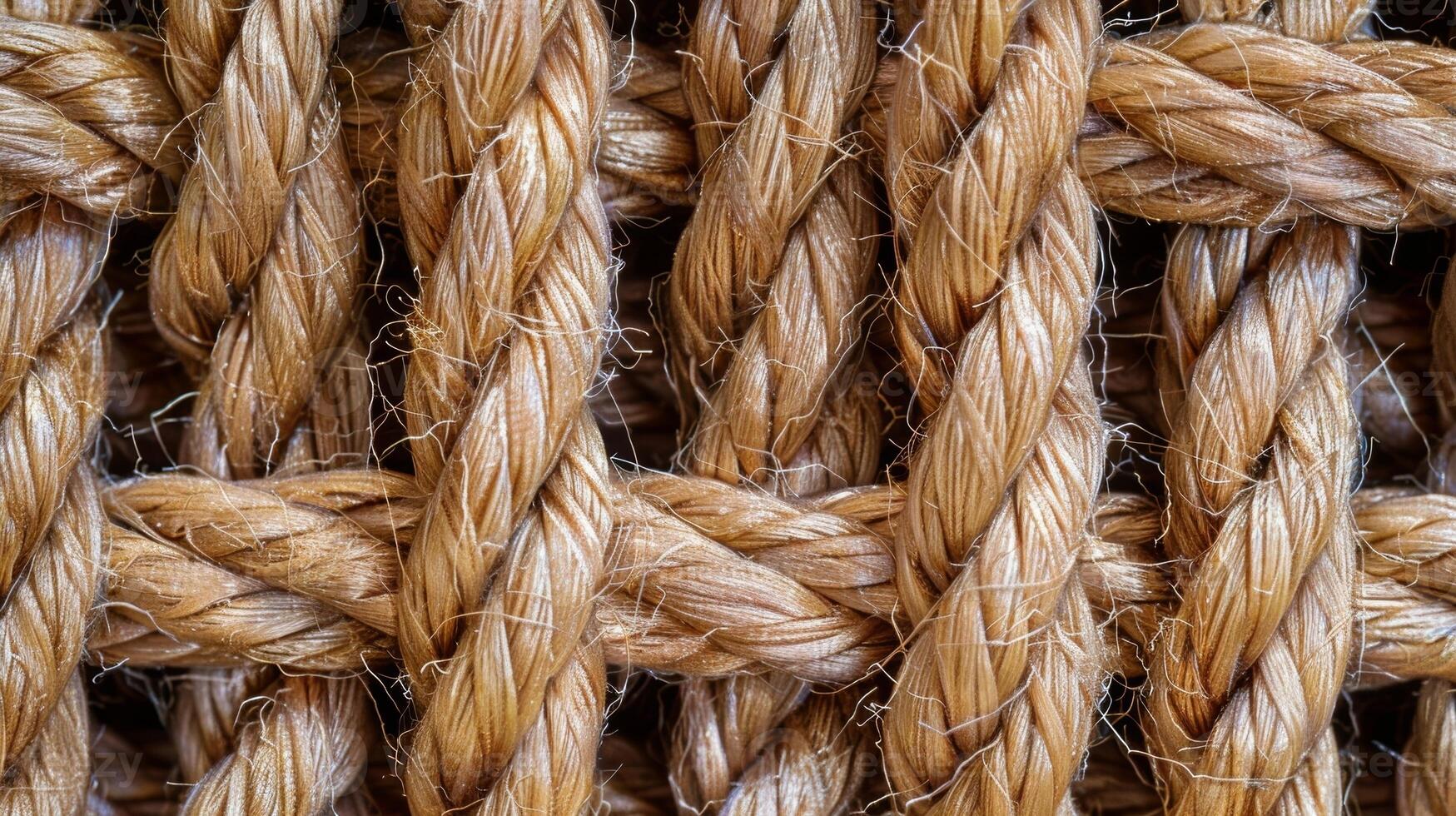 Macro image of a woven rope capturing the tiny gaps and patterns between each strand photo