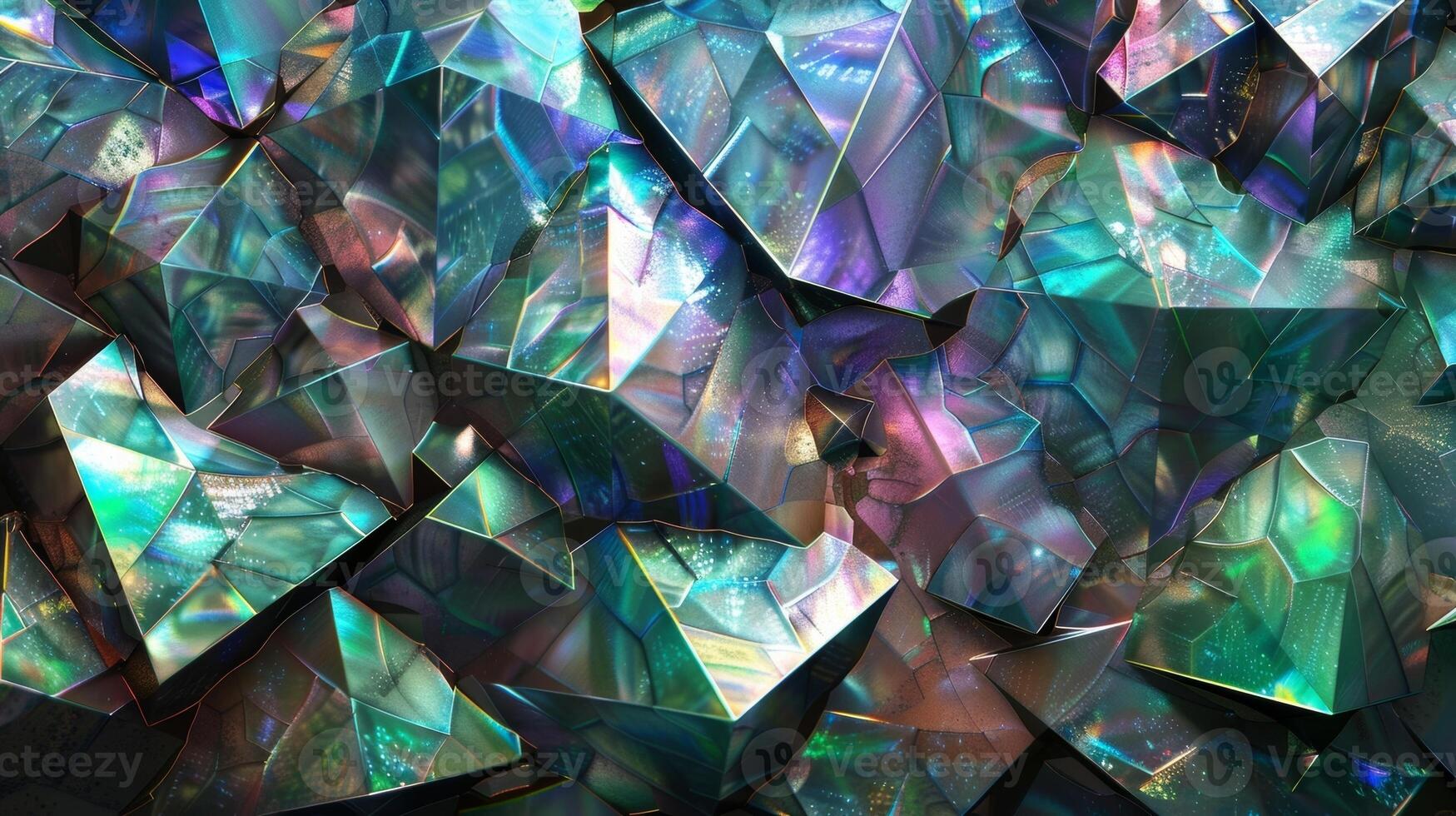 A closeup of jagged diamond shapes in iridescent shades of pearl and emerald giving the impression of a hidden treasure waiting to be discovered photo