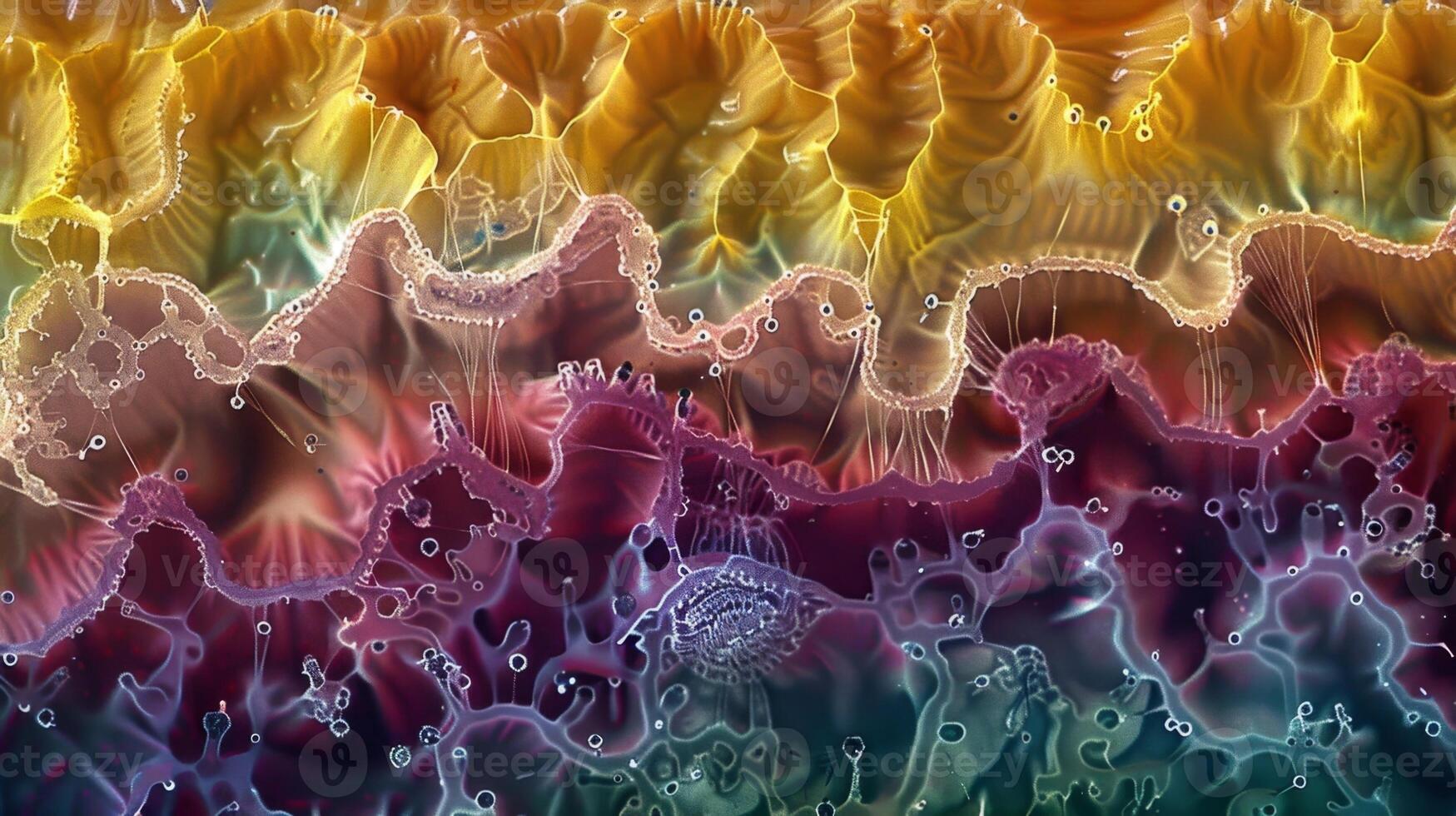 A slice of scalp tissue under a microscope revealing the tufted layers of hair follicles and the dense network of vessels that bring vital nutrients to the growing hair cells photo