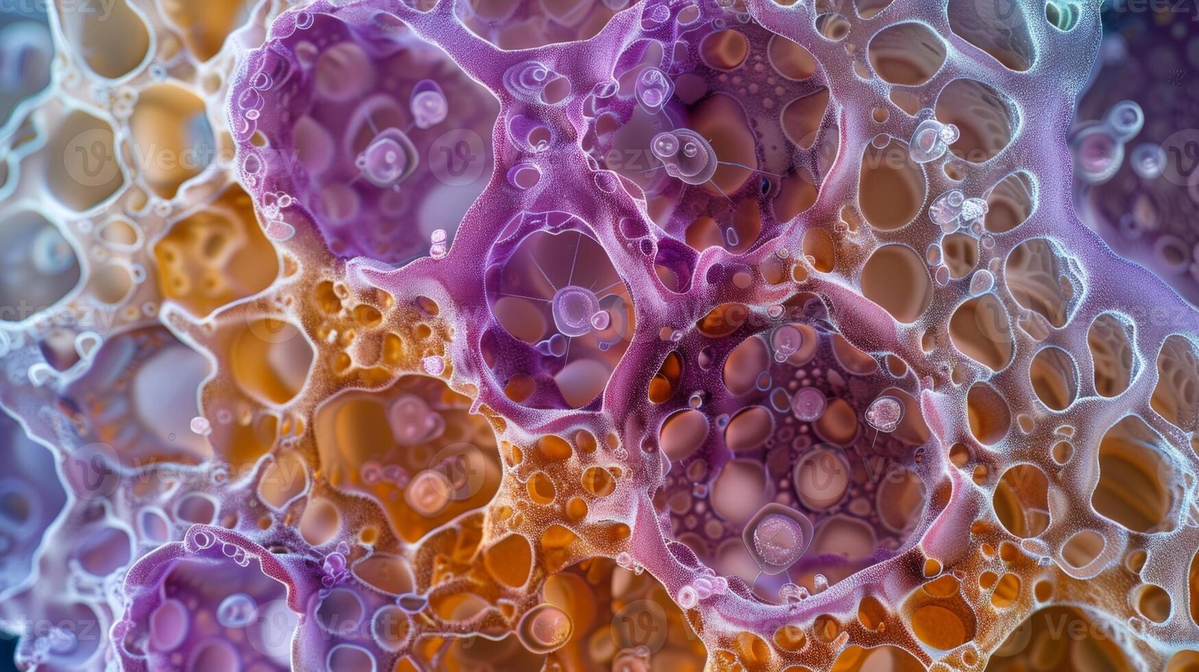 A magnified view of the cells acrosome a specialized structure that contains enzymes used to trate the eggs outer layer photo