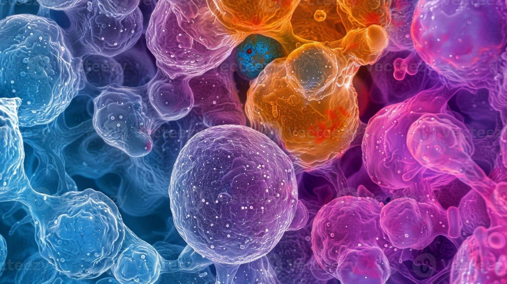 A microscopic view of activated Tcells multiplying to fight off photo