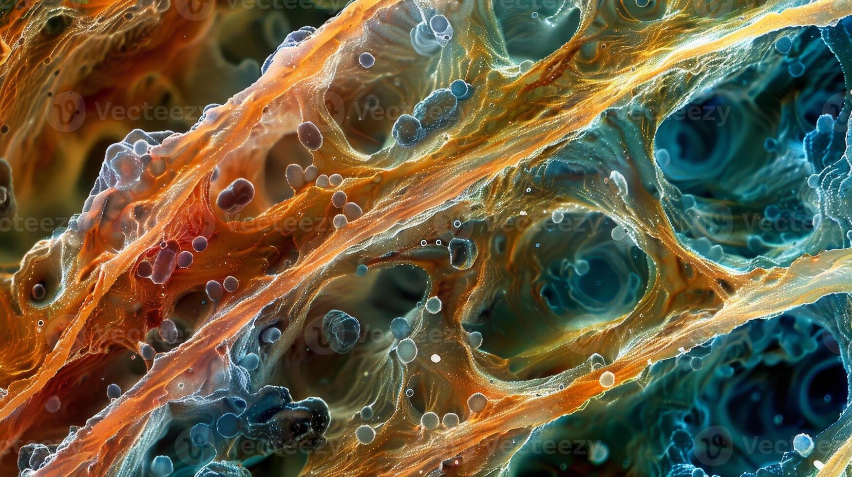 A section of a muscle fiber with enlarged mitochondria responsible for producing energy needed for muscle contraction photo