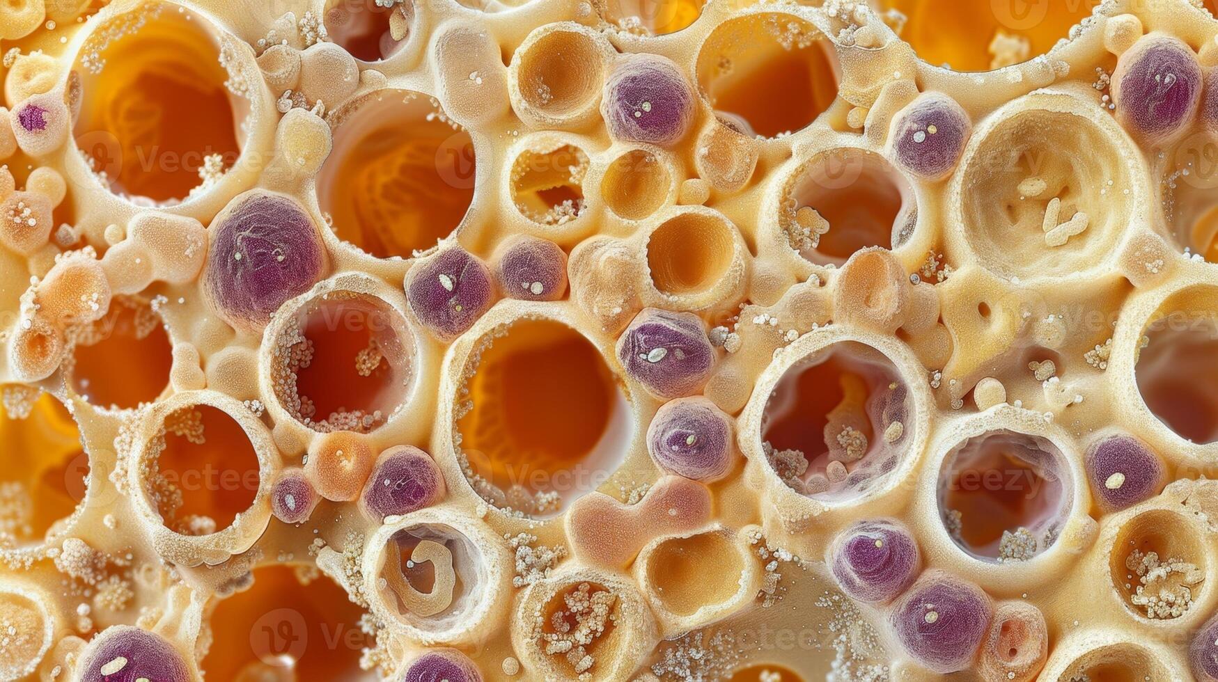 A collection of adipocytes or fat cells interspersed with developing cells in the bone marrow photo