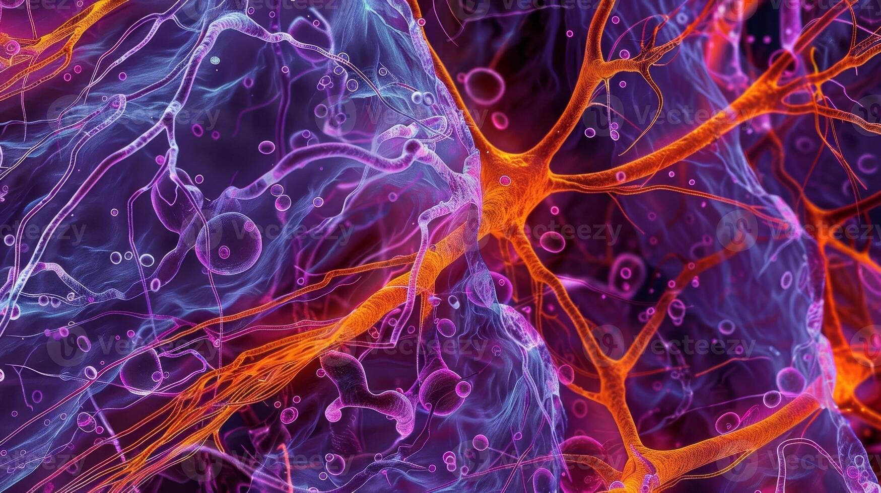 A crosssection of a nerve tissue reveals myelinated axons arranged in parallel bundles photo