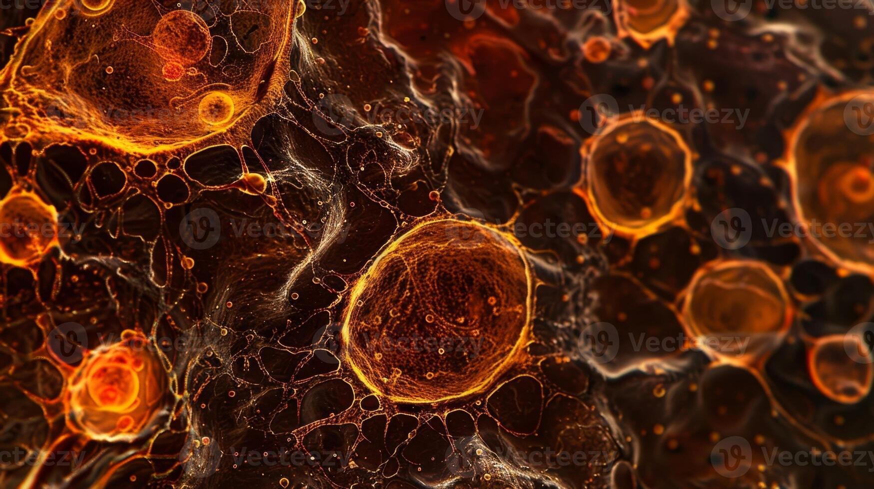 In this microscopic image a group of melanocytes can be observed in the basal layer of the epidermis actively producing melanin granules photo