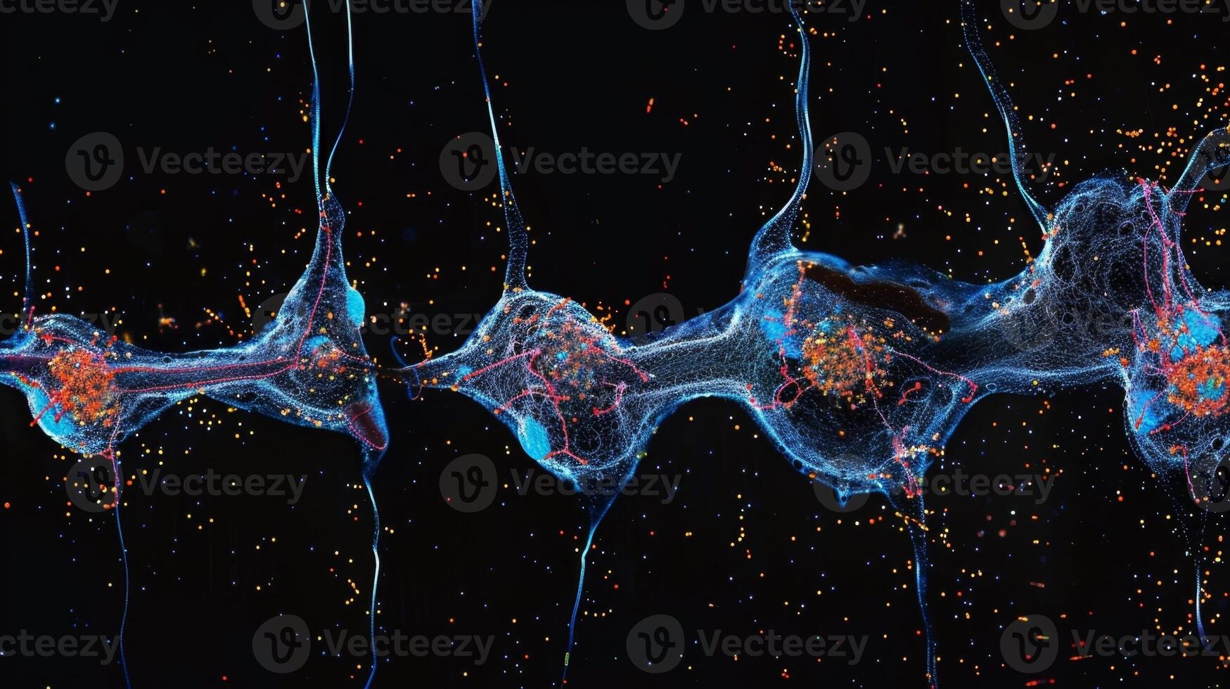 A series of sequential images capturing the rapid release and refill of synaptic vesicles during synaptic transmission photo