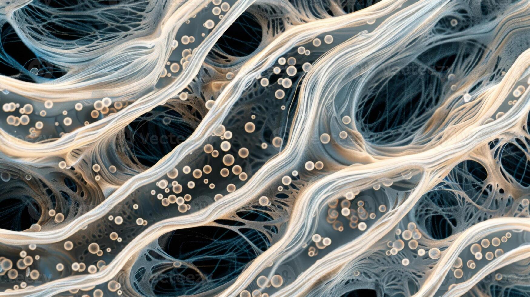 A microscopic image captures the distinct wavy pattern of collagen fibers in ligaments giving them the flexibility and strength needed for joint stability photo