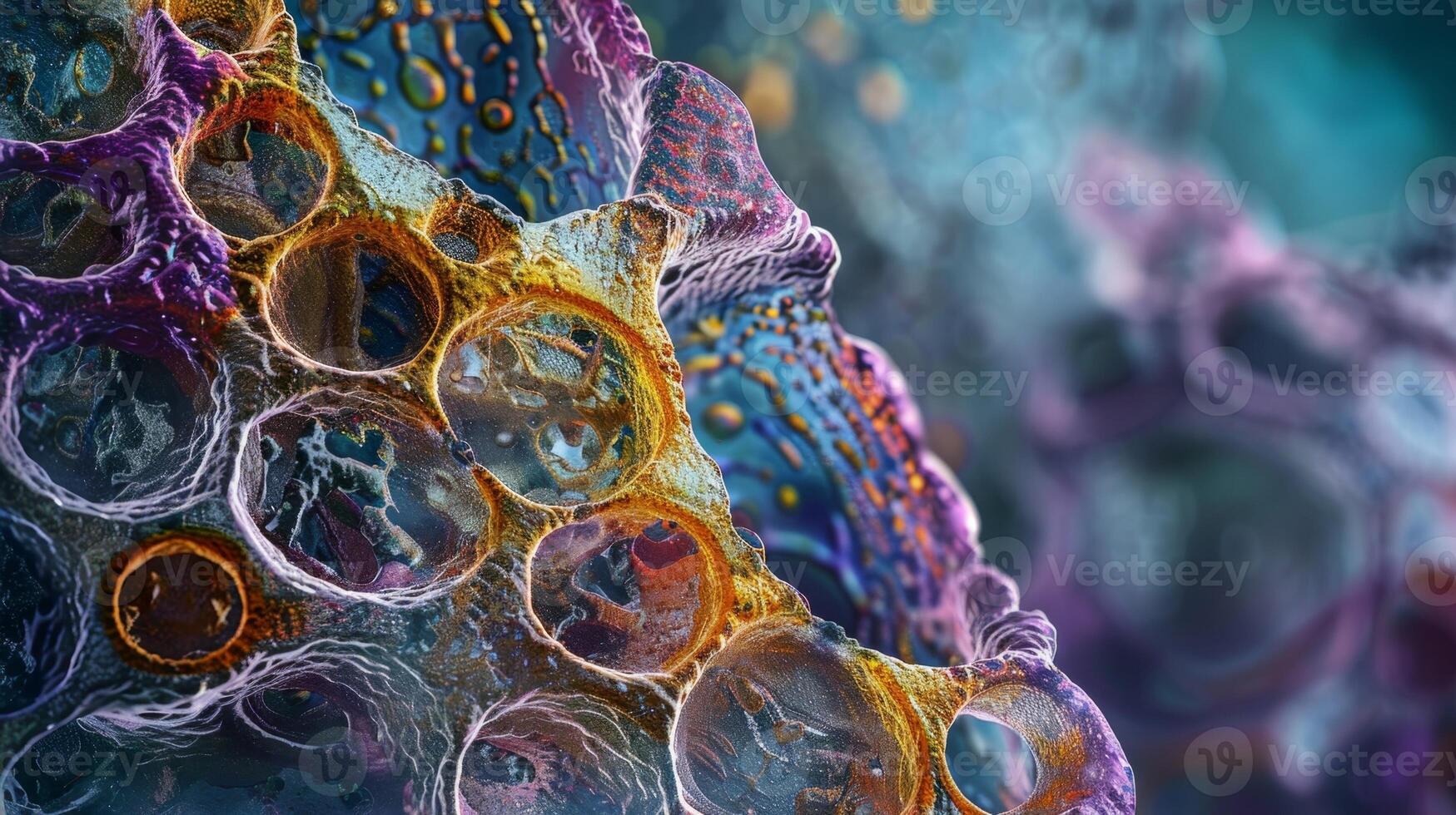 A cross section of a nuclear pore revealing its selective barrier properties for transporting molecules in and out of the nucleus photo