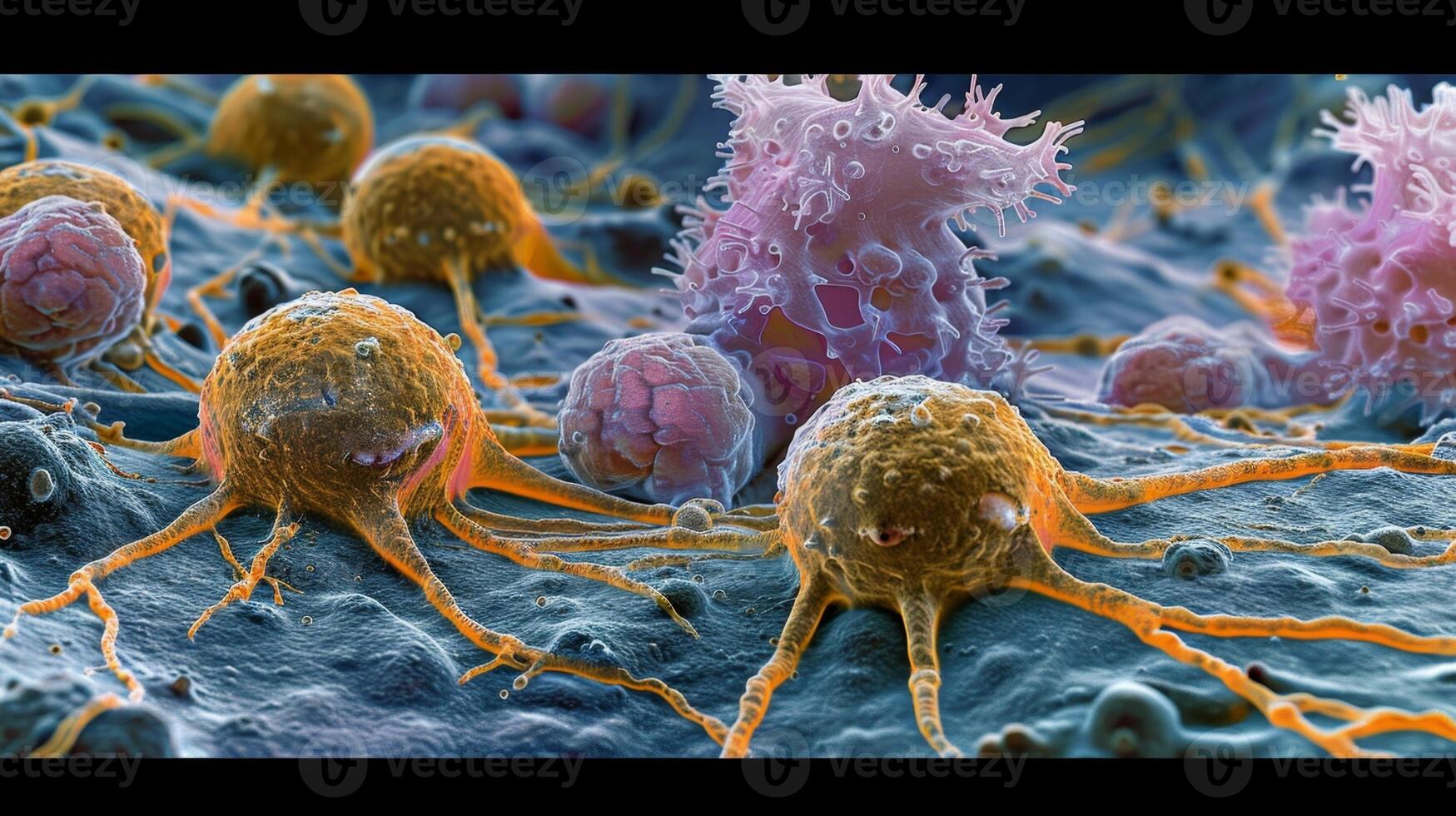 Lysosomes in action digesting various damaged components of a cancer cell photo