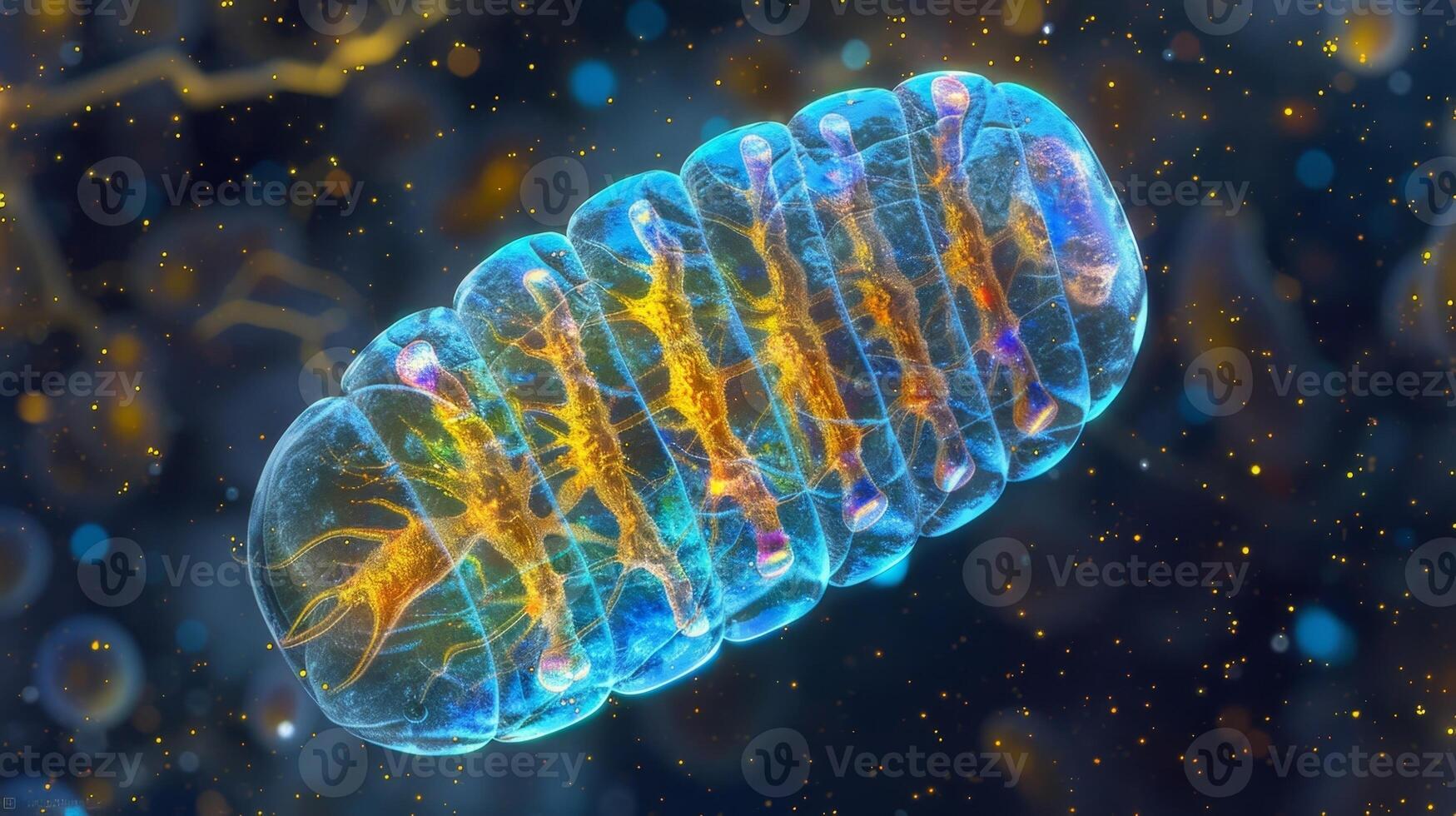 Microscopic view of a single mitochondrion revealing its unique shape and size which is mirrored in the structure of its DNA photo