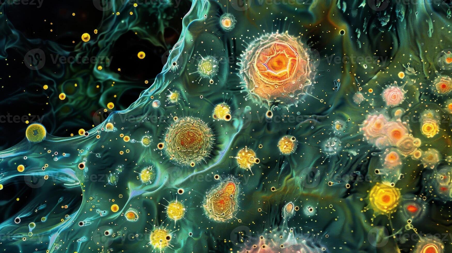 A micrograph of the nuclear envelope interacting with the endoplasmic illustrating their interconnected nature photo