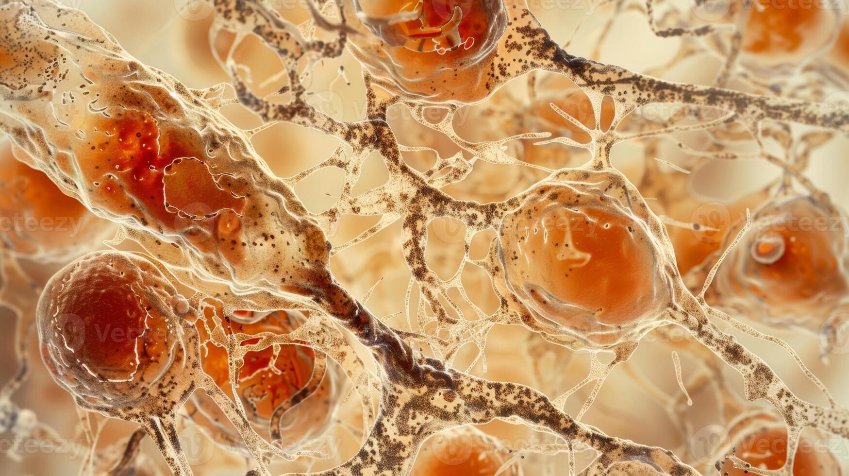 A microscopic view of hematopoietic stem cells in the bone marrow with dark staining indicating active DNA synthesis photo