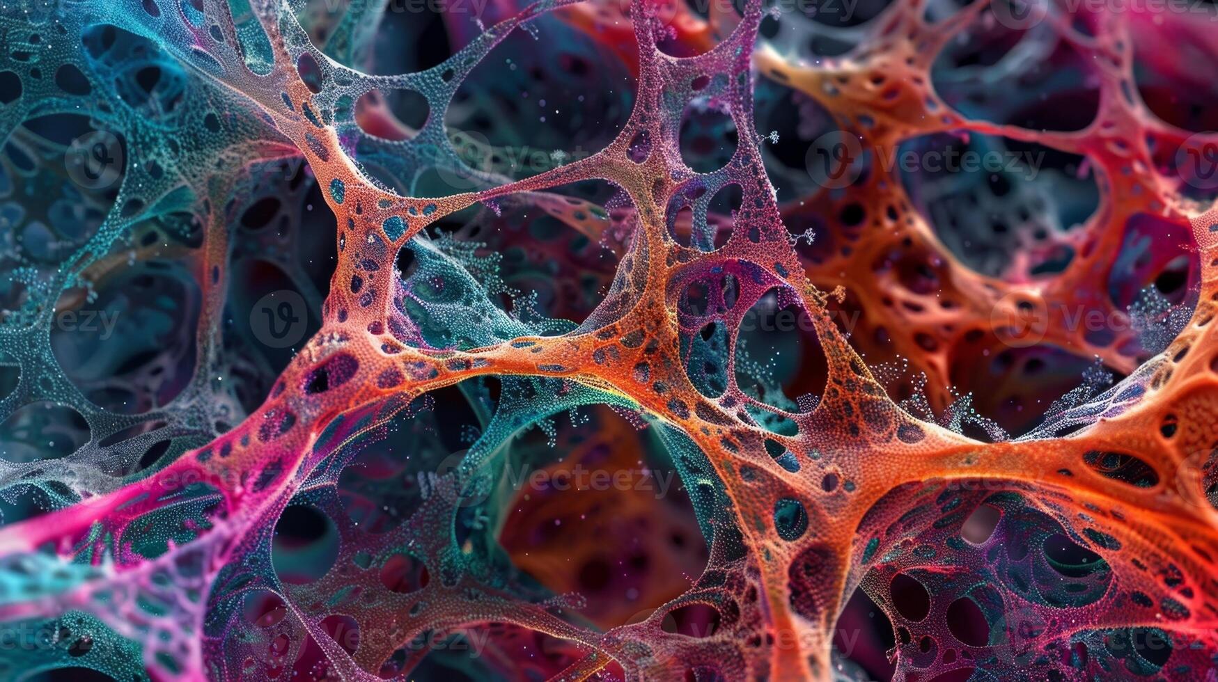 In this image we see a complex web of collagen and elastin fibers which make up the extracellular matrix photo
