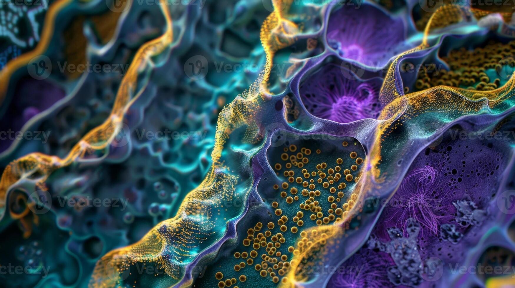 A highly magnified image of a single peroxisome showing the location of specialized proteins involved in transporting fatty acids into the organelle photo