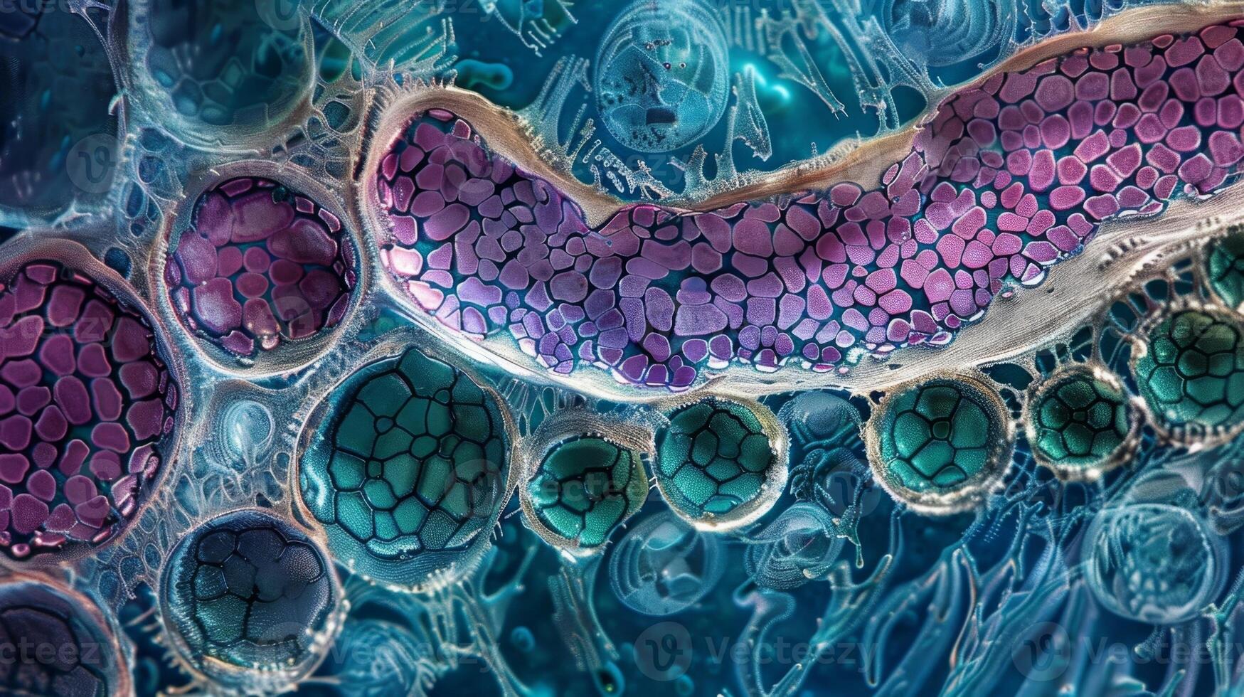 Ultrathin section of desmosomes in a plant cell highlighting their function in plant tissue cohesion photo