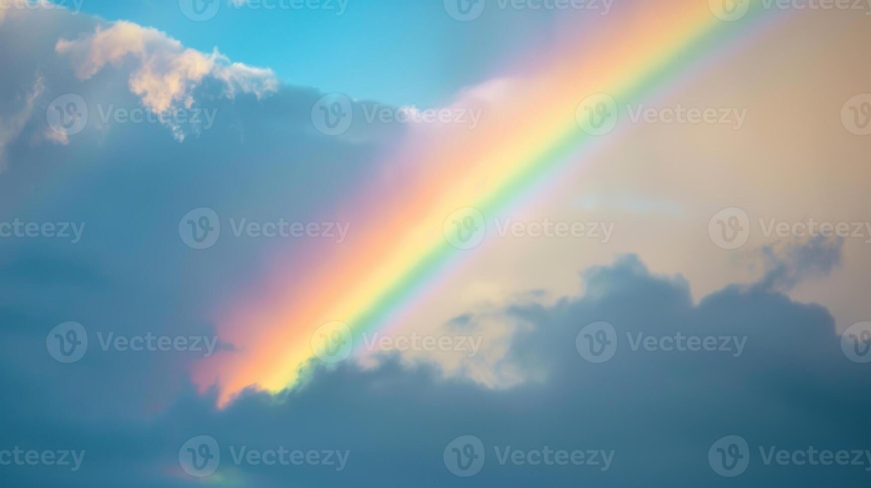 A rainbow arcing above the turbines a symbol of the positive impact of renewable energy on the environment photo