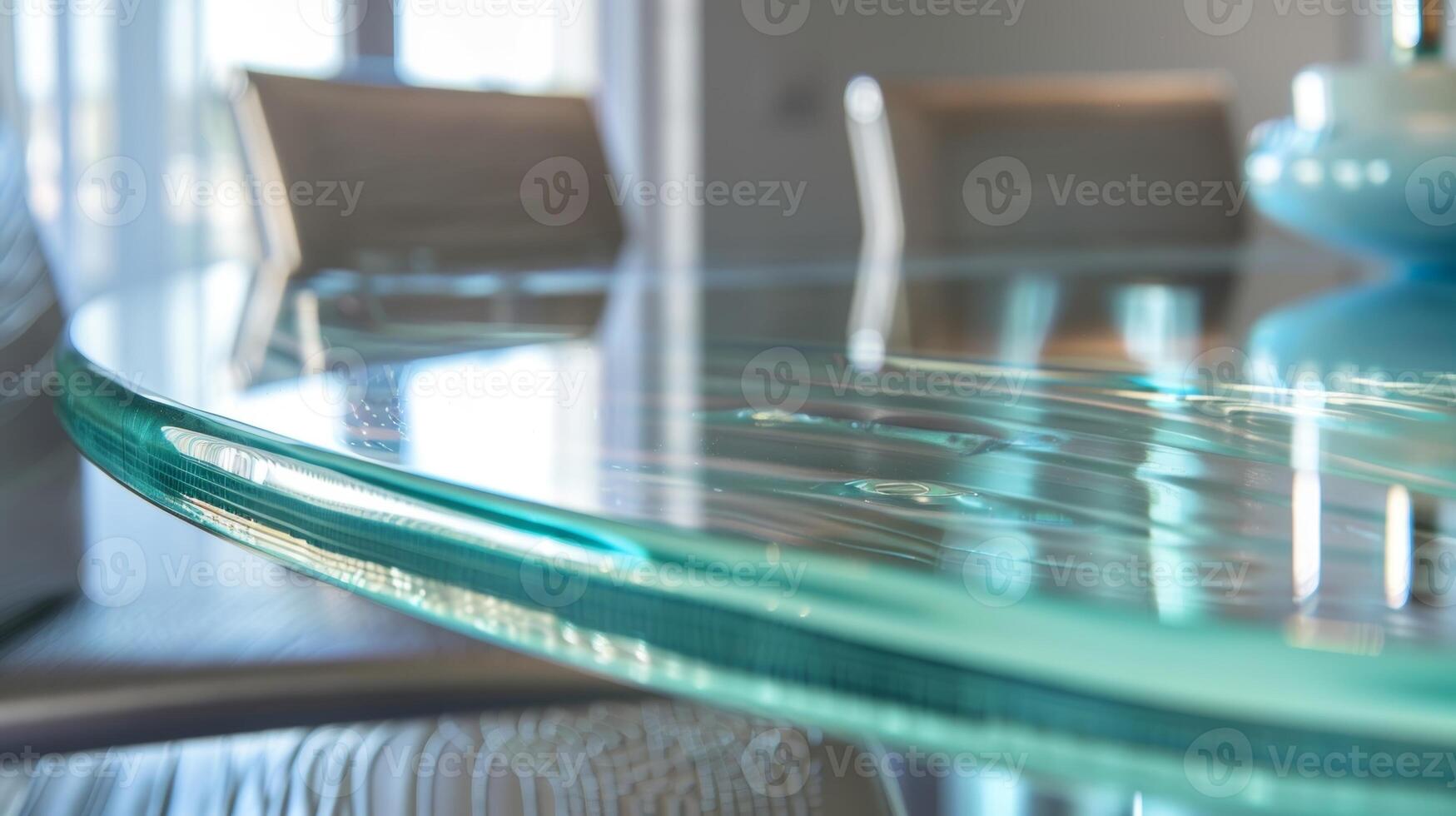 The sleek polished surface of the glass tabletop seems to almost invite touch with its cool and inviting texture photo