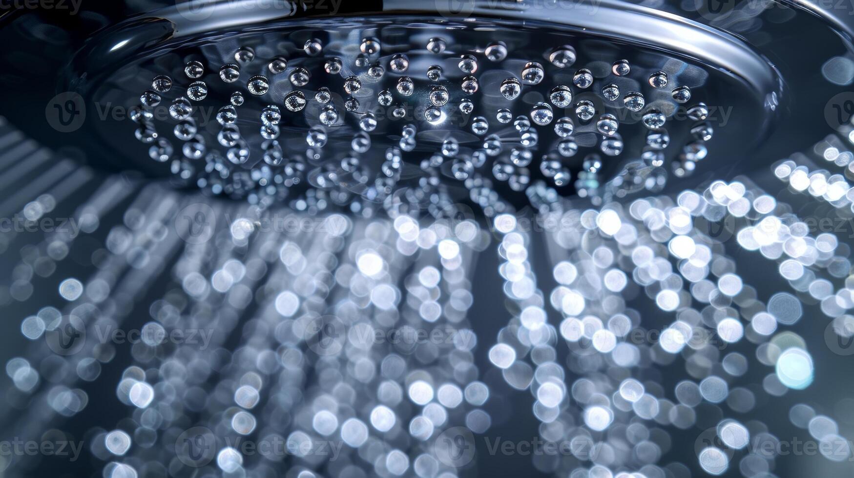 Shiny and lustrous The textured surface of a polished chrome showerhead reflects light like a mirror giving off a radiant and lustrous shine photo