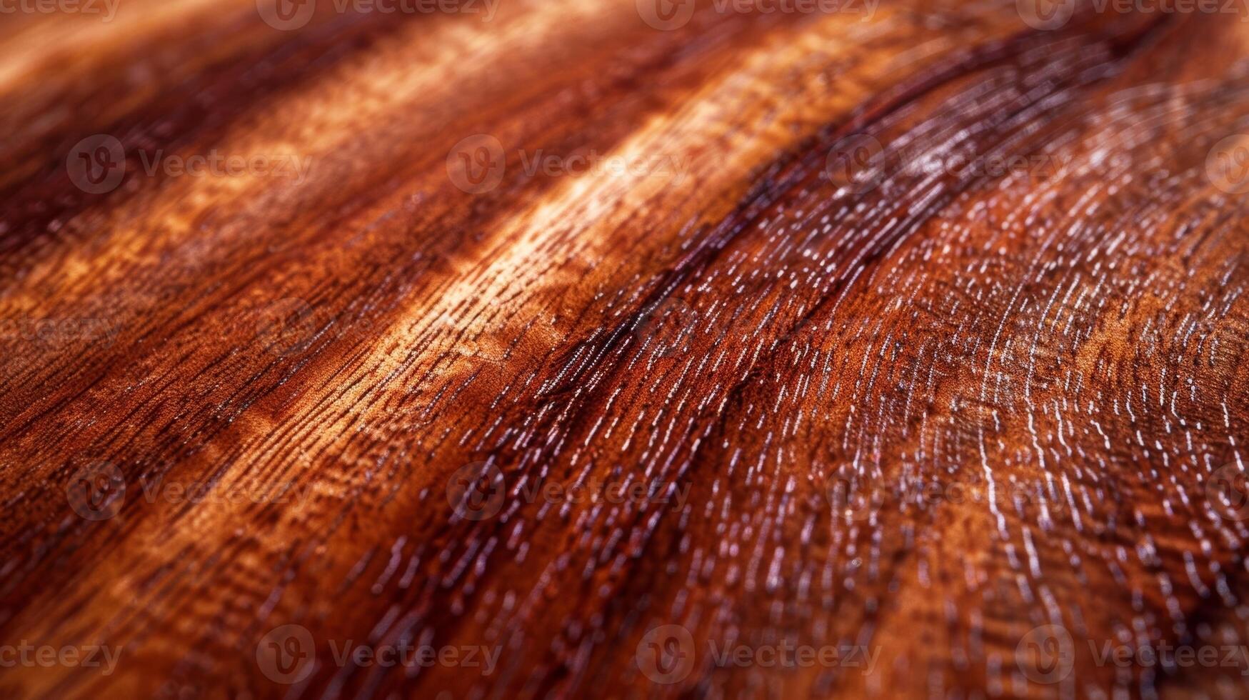 Fine and even grain lines in rich mahogany wood reflecting a polished shine photo