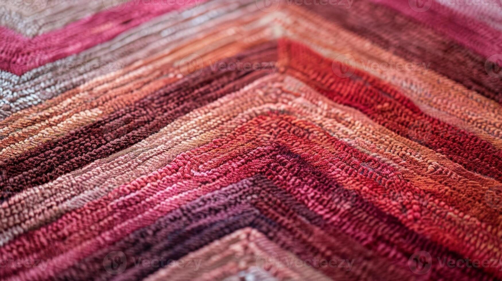 A closeup of the chevron pattern on a rug highlighting the beautiful gradation of colors from deep red to muted pink photo