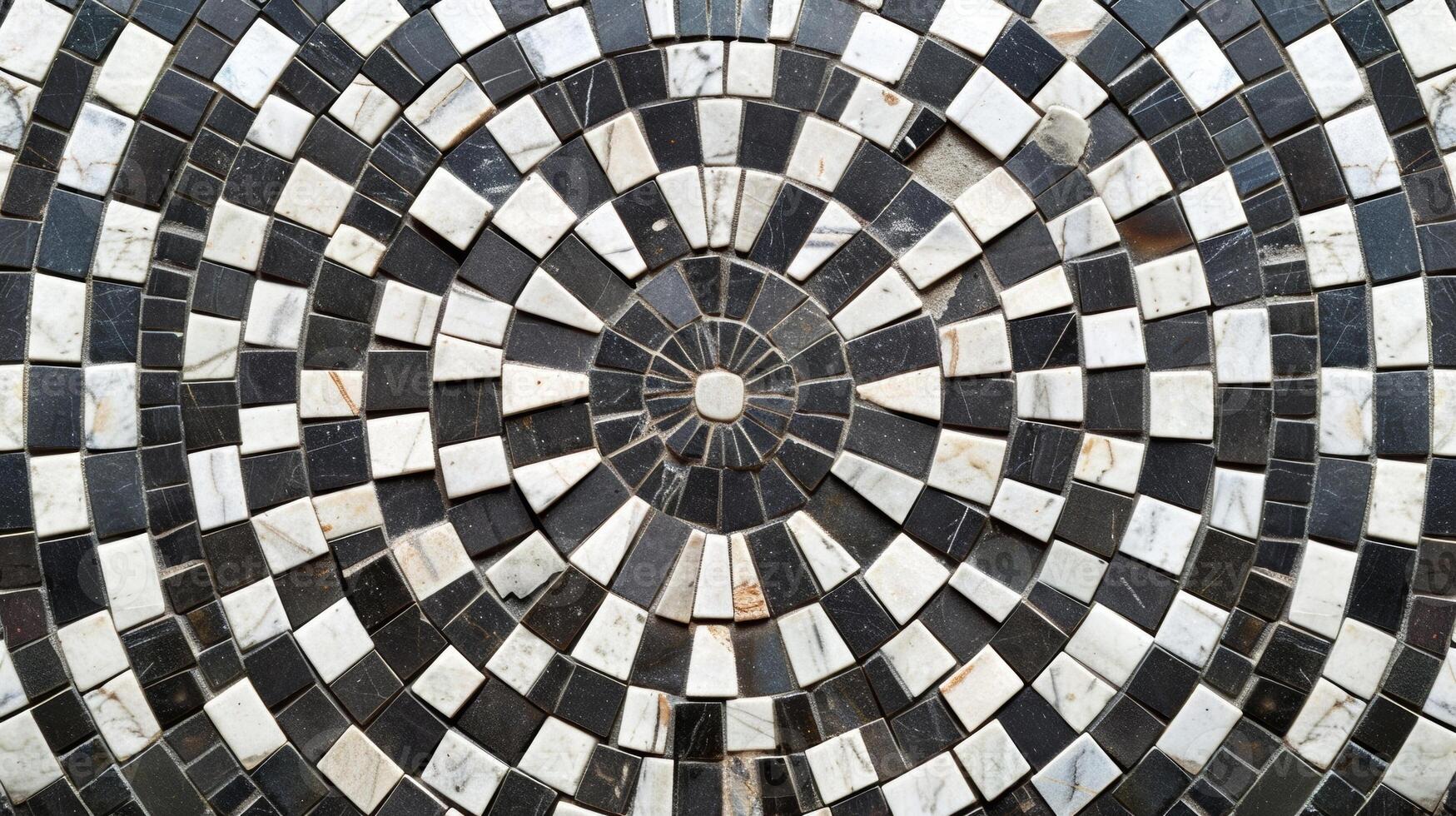 The sharp clean lines of mosaic tiles forming a symmetrical pattern that exudes a sense of precise intentional design photo