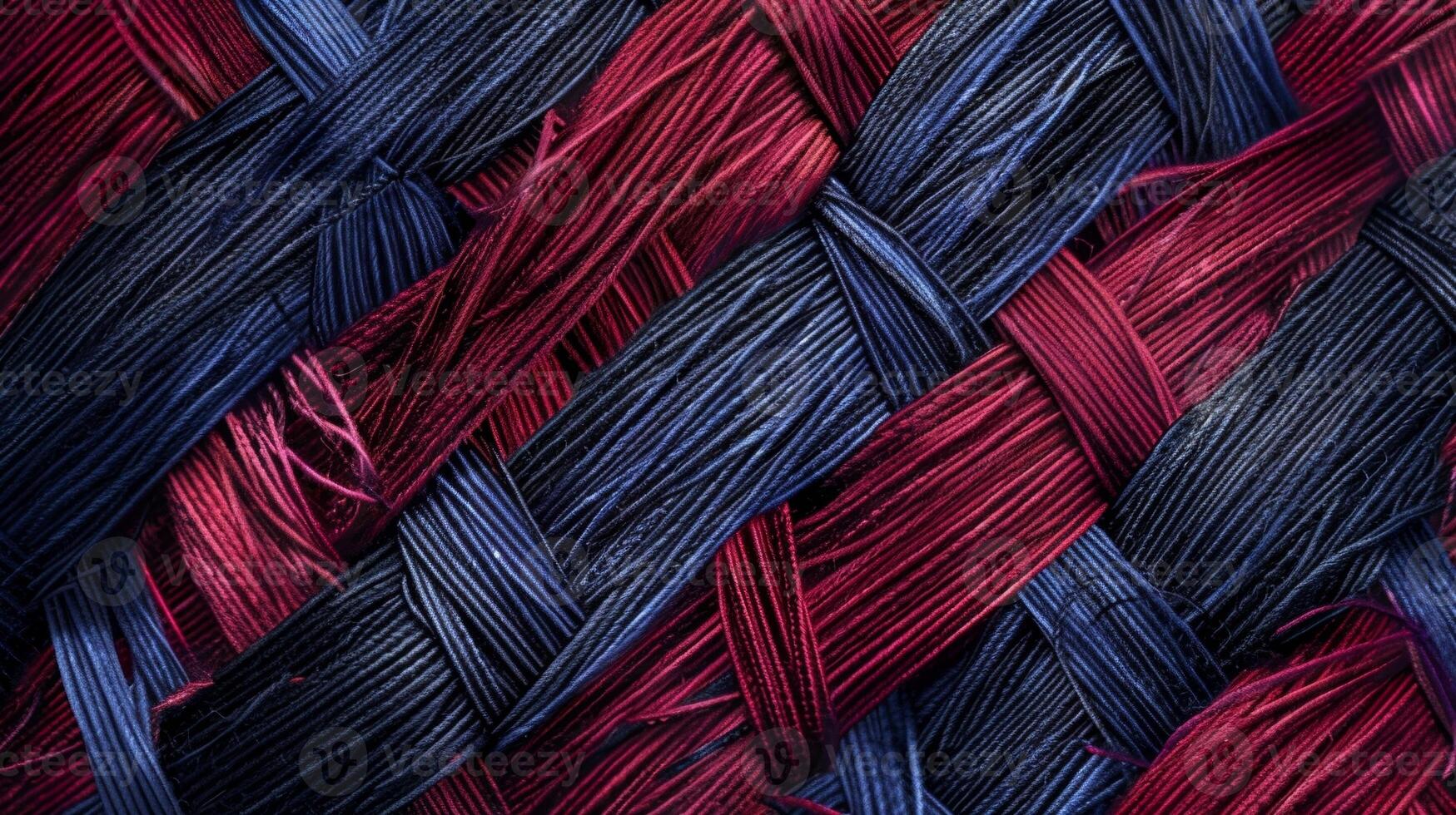 Fine lines of intertwined threads form a mesmerizing lattice pattern in shades of burgundy and navy creating a striking visual texture photo