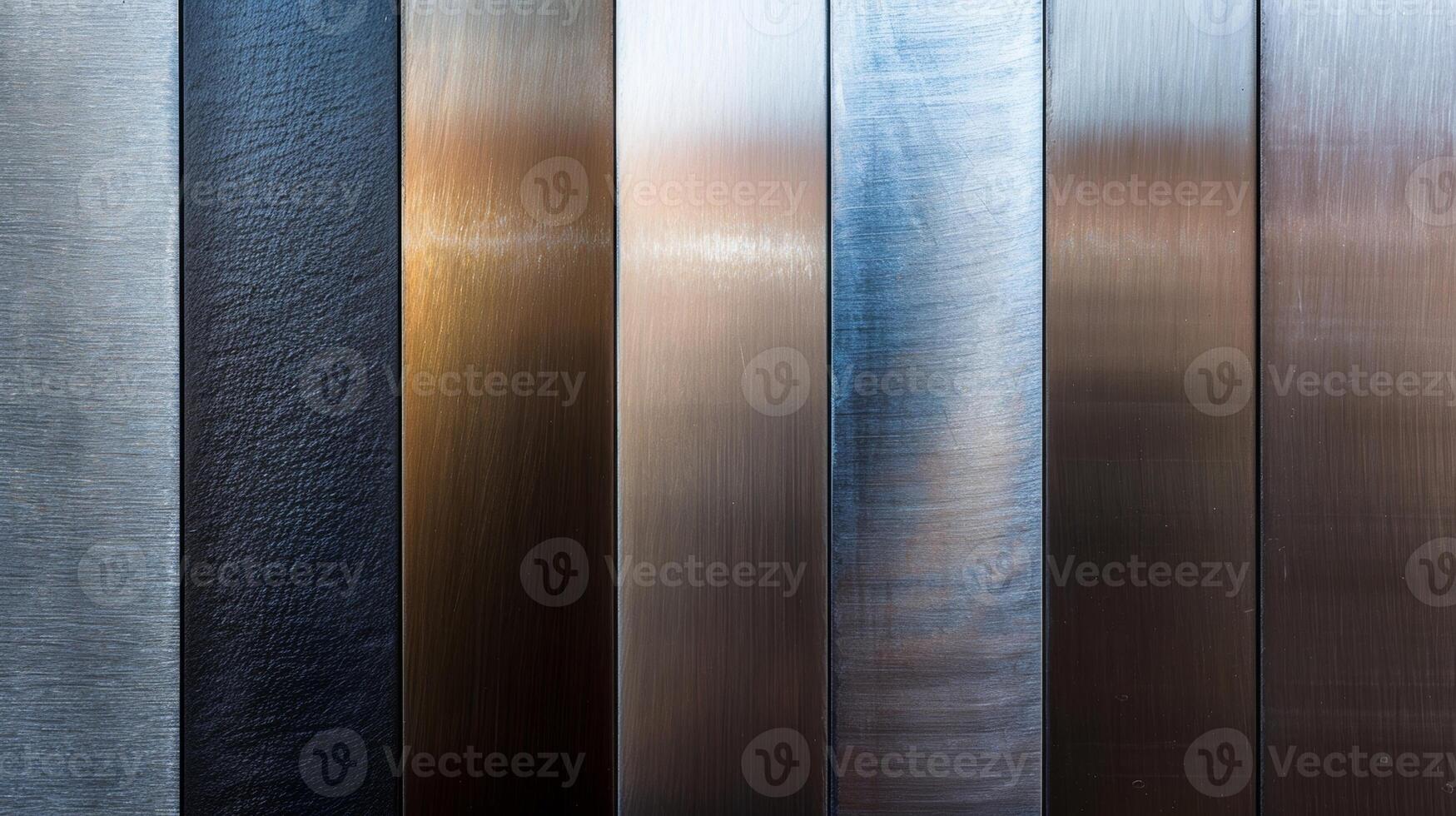 Textured surface of brushed stainless steel displaying a variety of shades and reflection photo