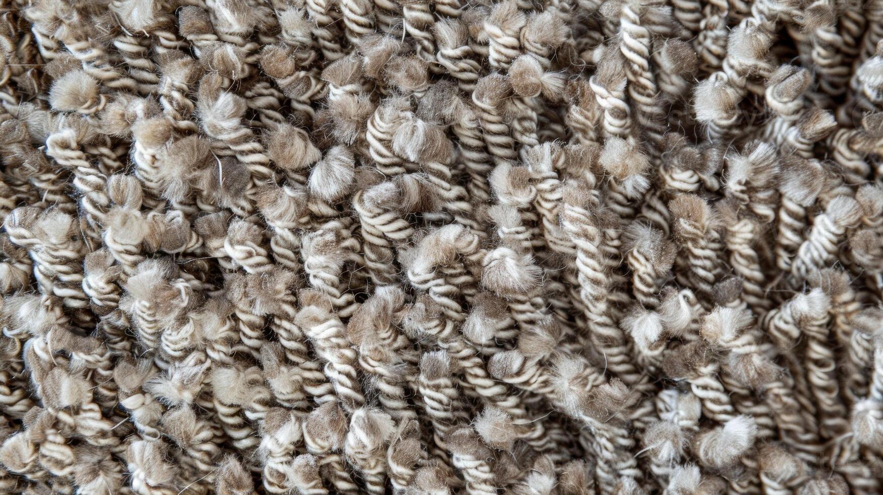 Hints of fine fluffy wool peeking out from a tightly looped dense carpet texture photo