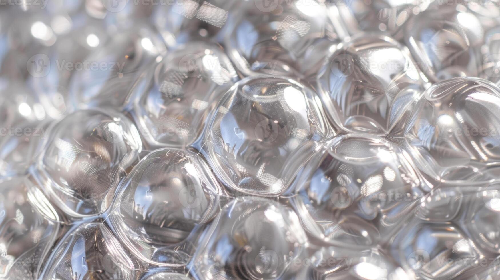 Zooming in on a specific section the bubbles on the bubble wrap are tightly packed together creating a dense textured surface that is pleasing to the touch photo