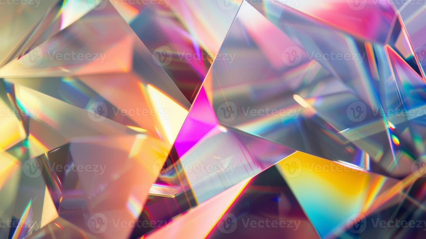 A closeup of a holographic film with sharp geometric shapes and sharp lines creating a contemporary and modern aesthetic photo