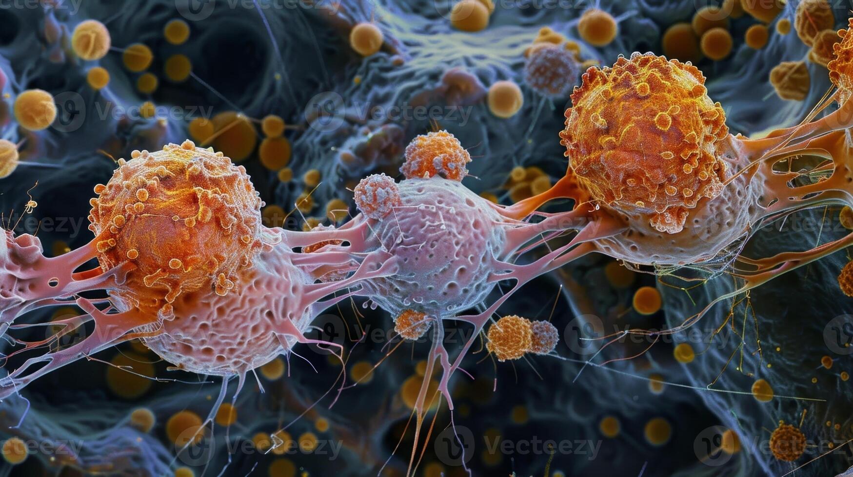 Cancer cells using amoeboid and mesenchymal movement to infiltrate tissues photo