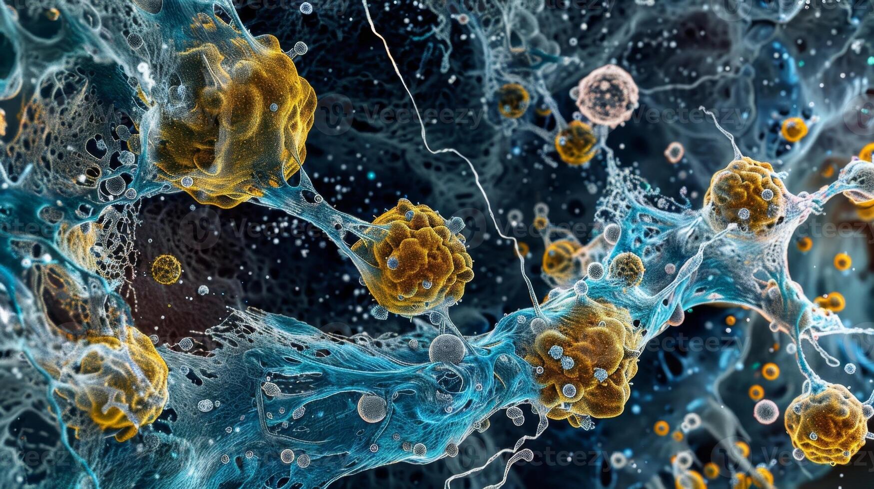 A highresolution transmission electron micrograph displays the distribution of negatively charged chloride ions in the extracellular space surrounding an epithelial cell photo