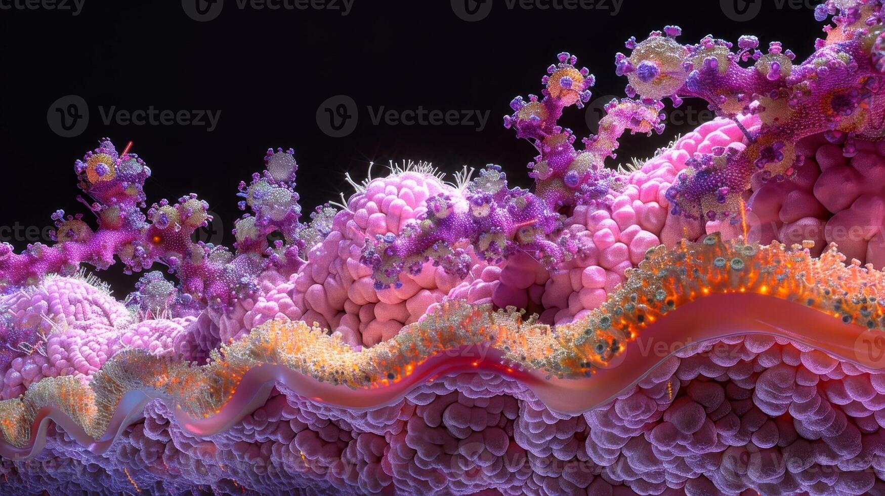 A 3D reconstruction of a section of epithelial tissue reveals the complex organization of cells junctions and transporters involved in chloride secretion photo