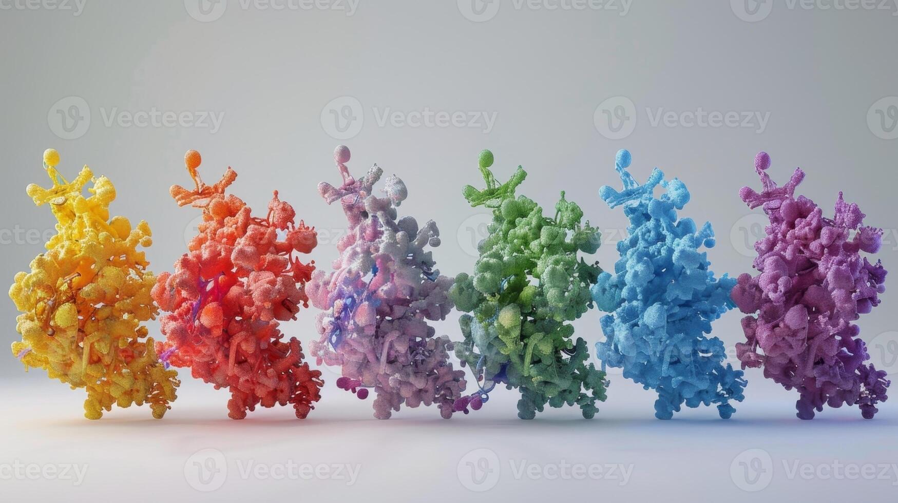A series of images showcasing how molecular chaperones assist in the formation of protein complexes by ensuring that all subunits are folded correctly before assembly photo