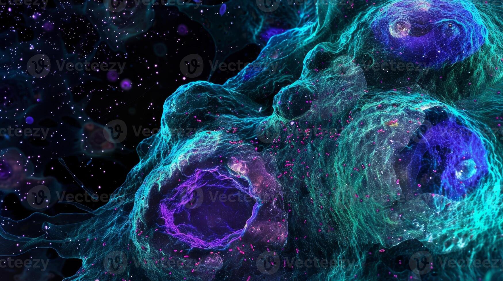 A highresolution image of cancer cells secreting inflammatory factors to promote tissue invasion photo