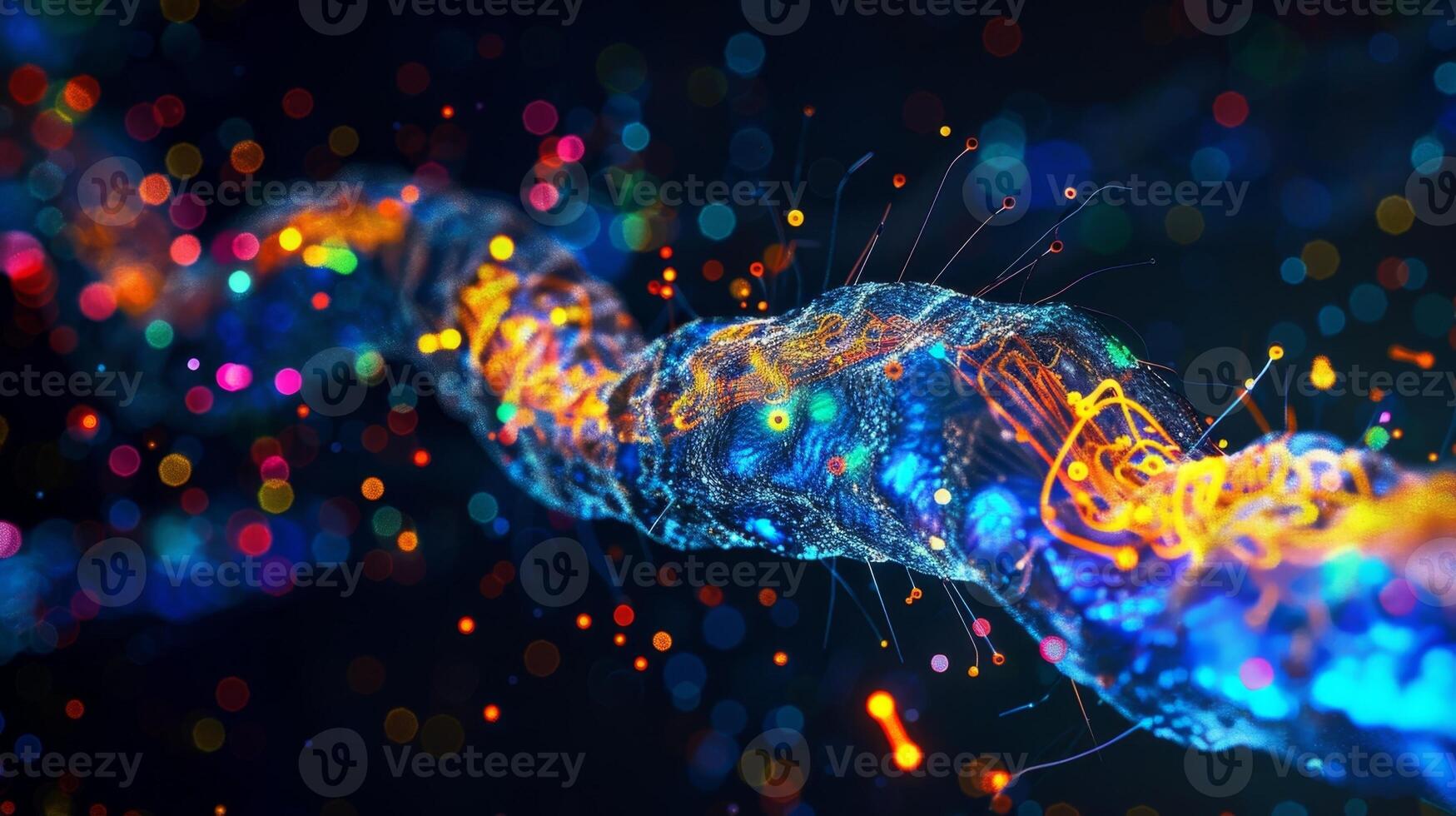 A fluorescent image of dynein proteins actively transporting cargo vesicles away from the axon terminal contributing to retrograde axonal transport photo