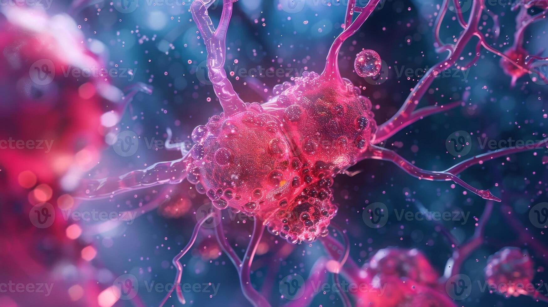A microscopic image depicting the formation of disorganized vessels that leak and contribute to the progression of a tumor photo
