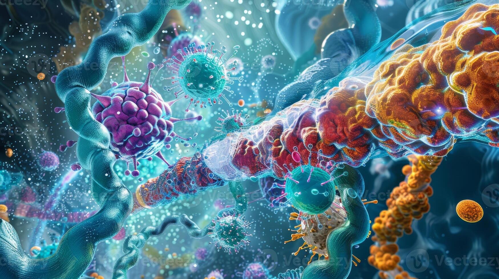 An illustration of membrane proteins including integral and peripheral proteins affecting the fluidity of the cell membrane by influencing its structure photo