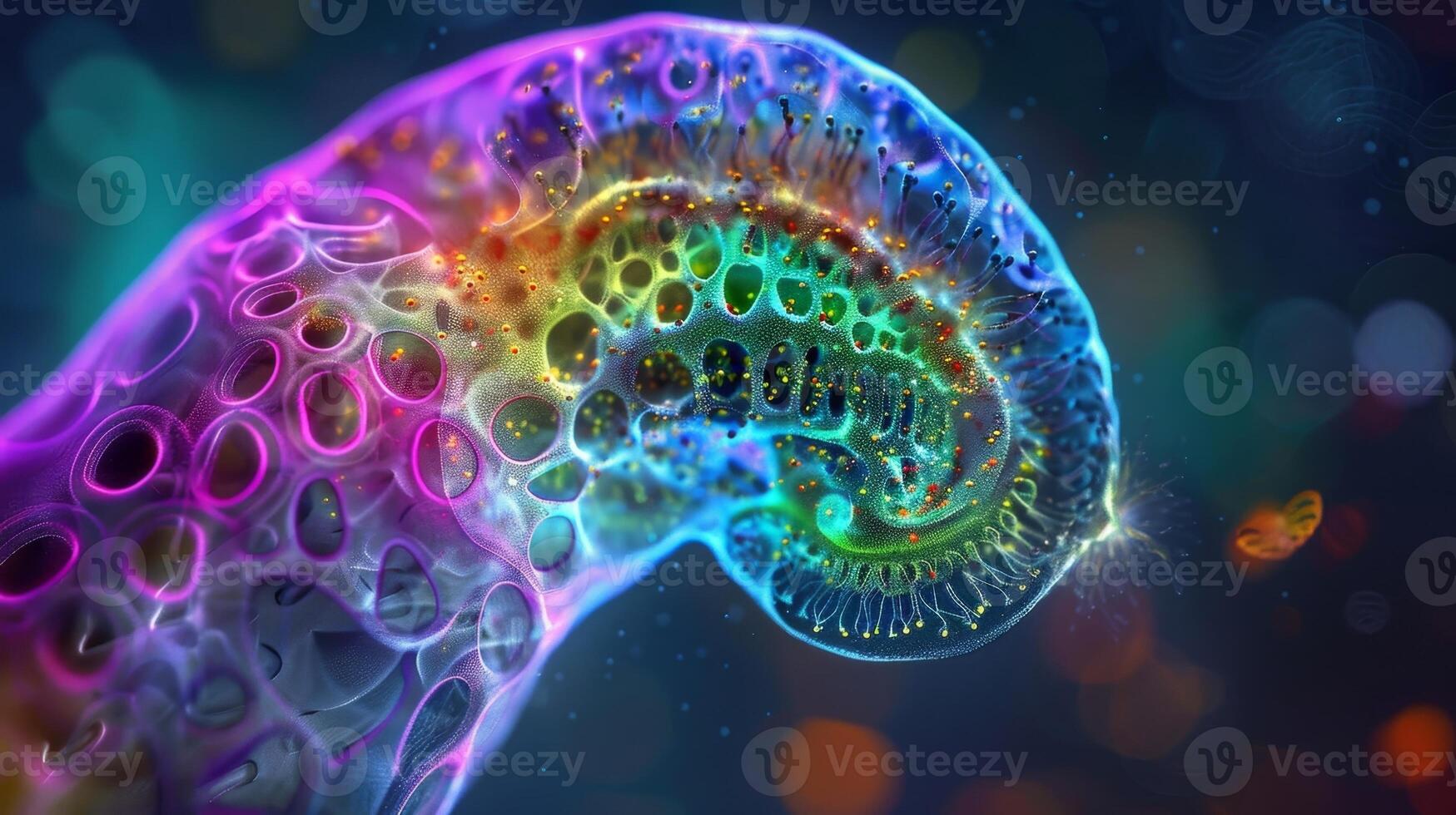 Magnified image of a zebrafish embryo showing the development of specialized cells responsible for maintaining the organisms circadian rhythms photo