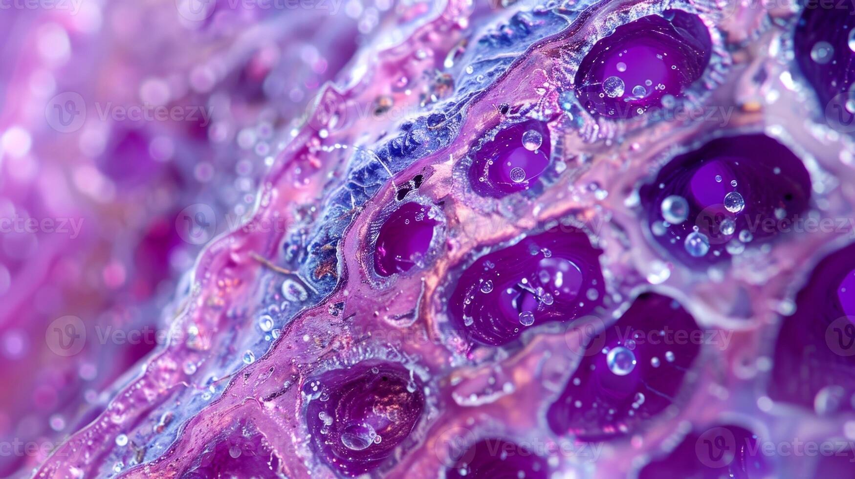 A closeup of a cross section of a tissue showcasing the degranulation process of mast cells as they release immune mediators photo