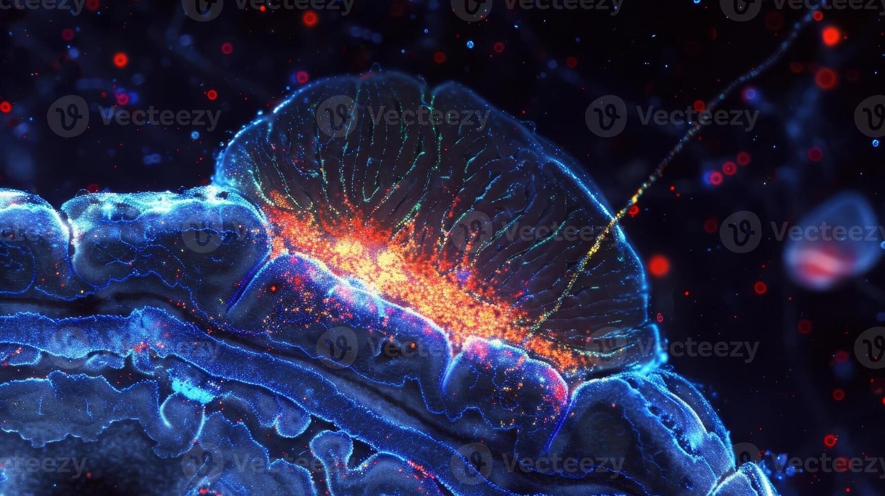 Micrograph of a dopamine receptor knockout mouse brain demonstrating the importance of these receptors in normal brain function photo
