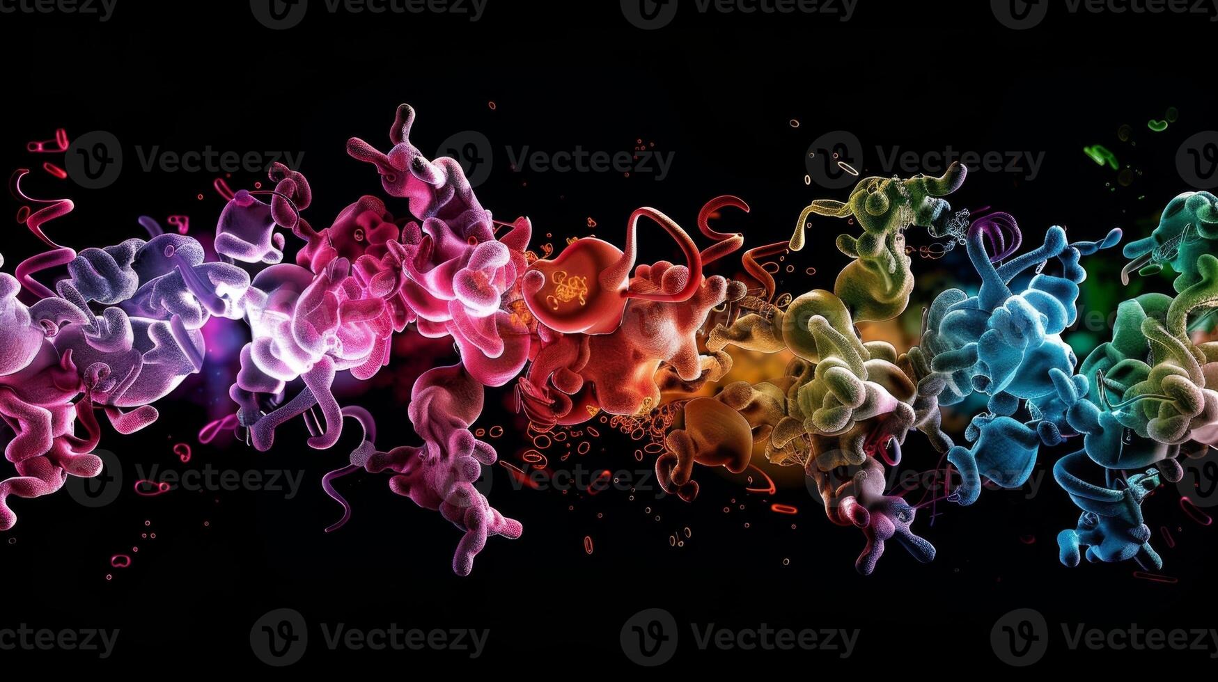 A colorful image of the molecular structure of an interferon protein key in triggering antiviral responses photo