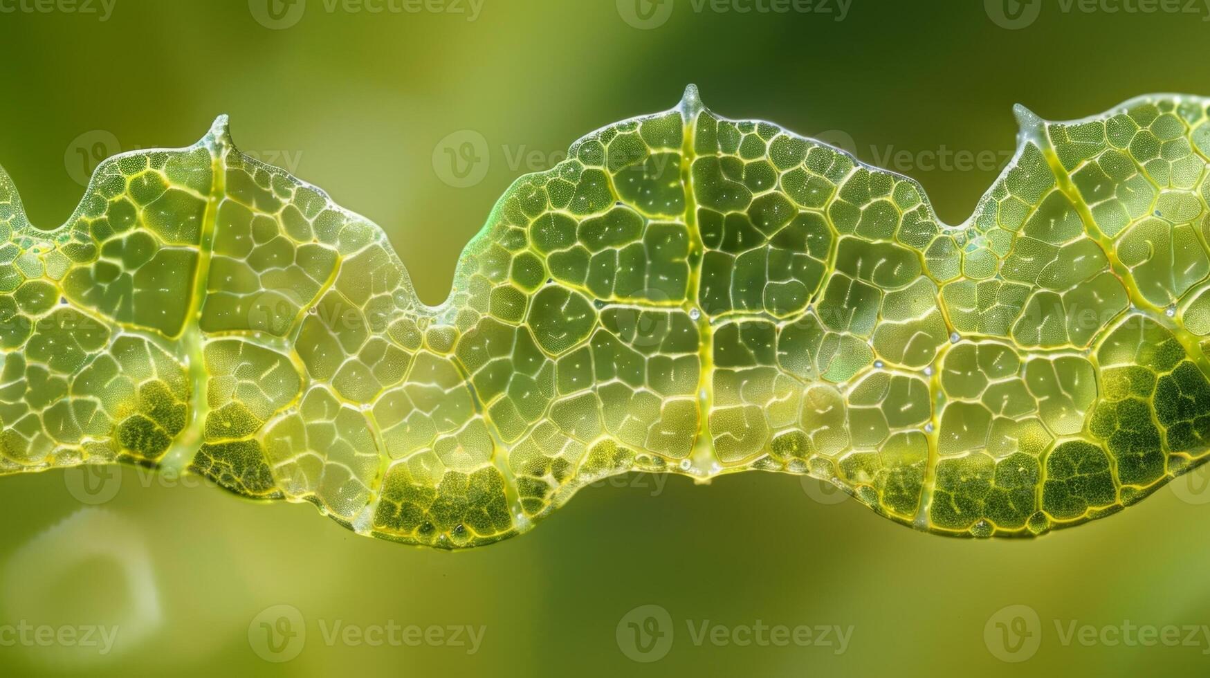 Crosssection of a plant leaf showing an elevated expression of HSPs along the edges an adaptation to protect against high temperatures photo