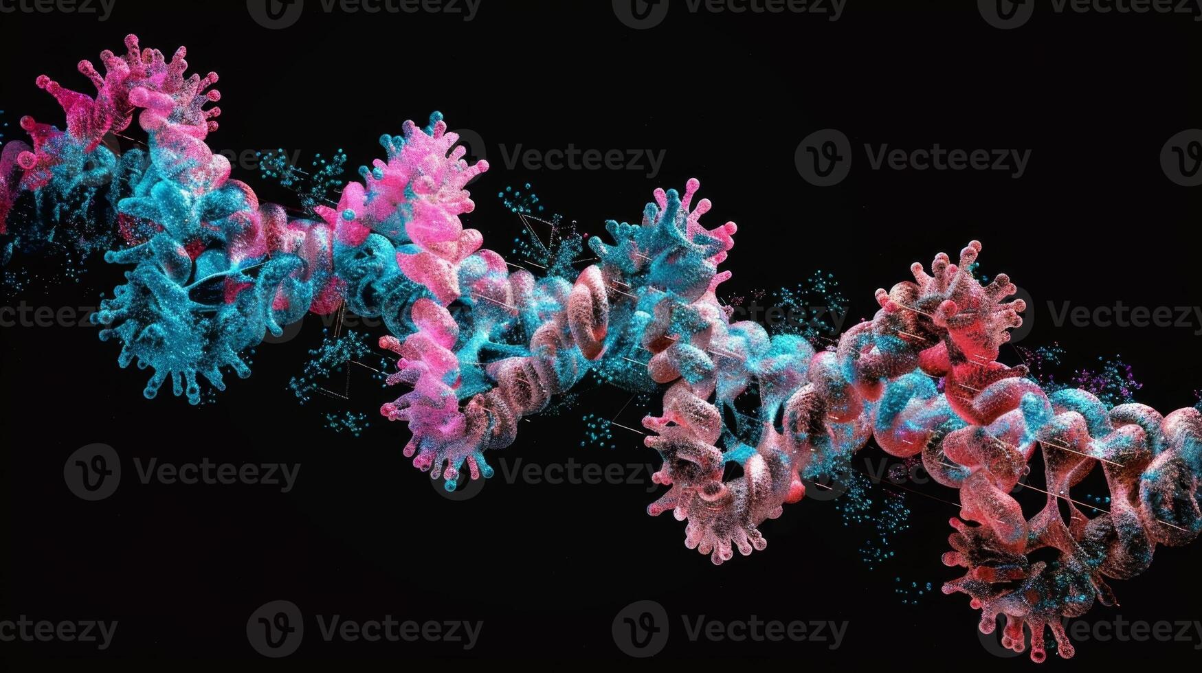 A protein structure with a large section missing showing where a section of the protein was cleaved off in posttranslational modification photo